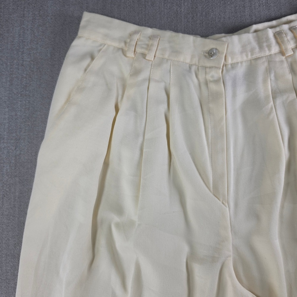 Worthington Pleated Trousers Women 16 Tall Cream Vintage High Waist Tapered Leg - Picture 9 of 16